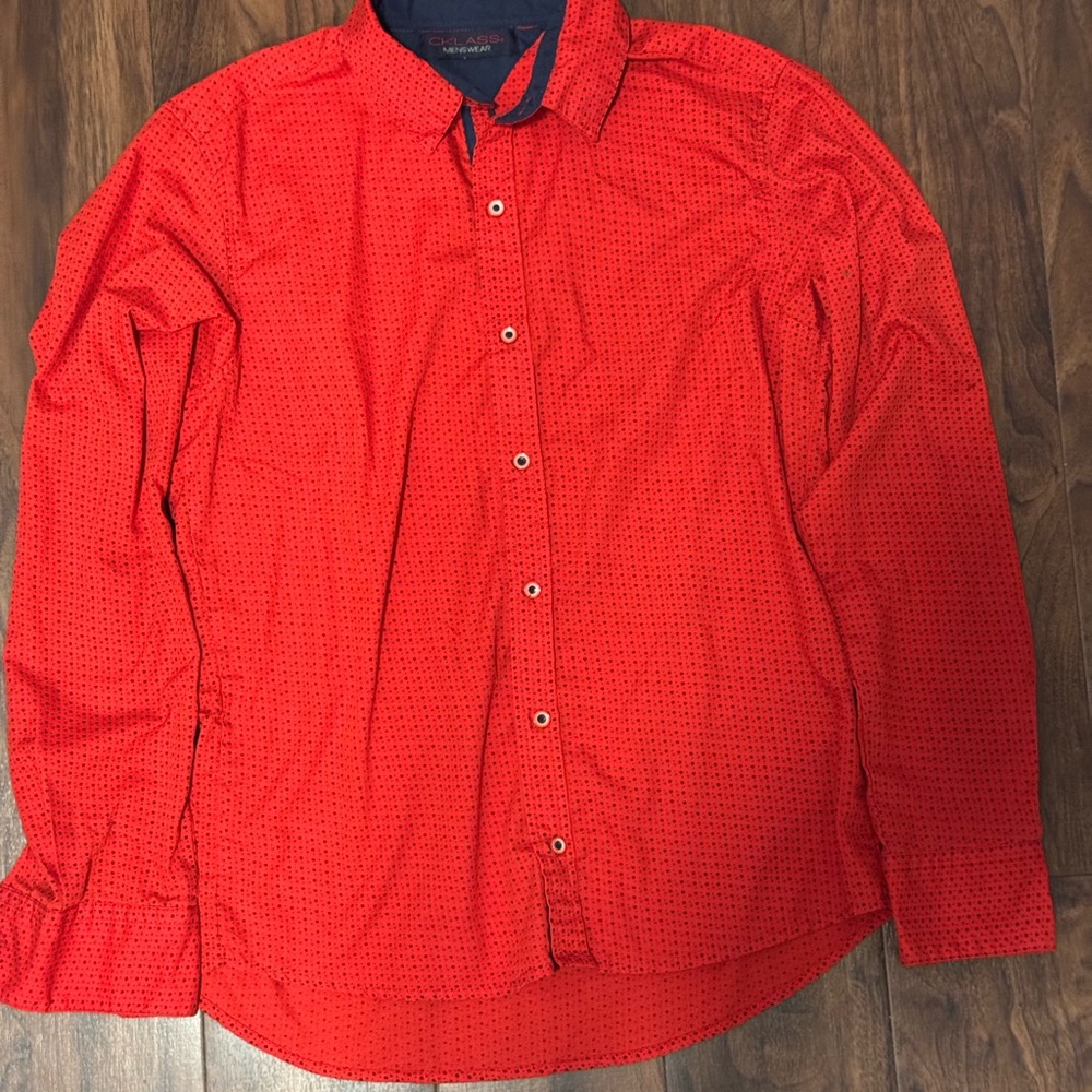 Men's Red Casual Button Down Shirt